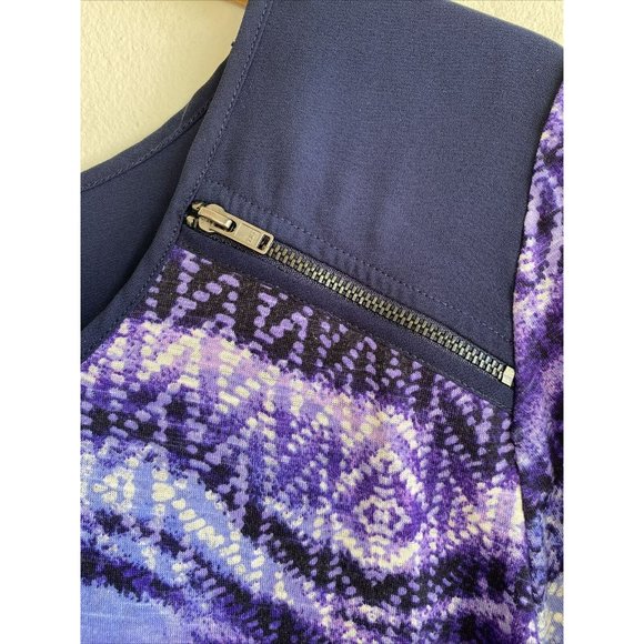 COPY - Catherines Blouse Sizse 0X 14/16W Blue Purple 3/4 Sleeve Layered Zipper … - Picture 4 of 9